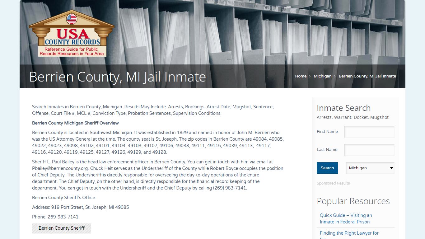Berrien County, MI Jail Inmate | Name Search